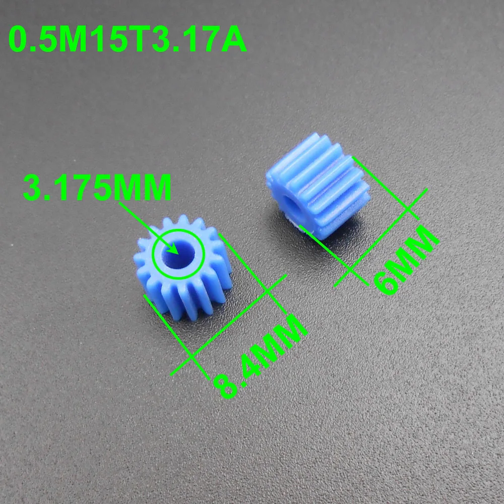 1000PCS 0.5M 15T Blue Plastic Spur Gear 0.5 Modulus 15 Teeth Aperture 3.17mm 3.175MM T=15 6MMX8.4MM POM Gears 15T3.17MM *FD496