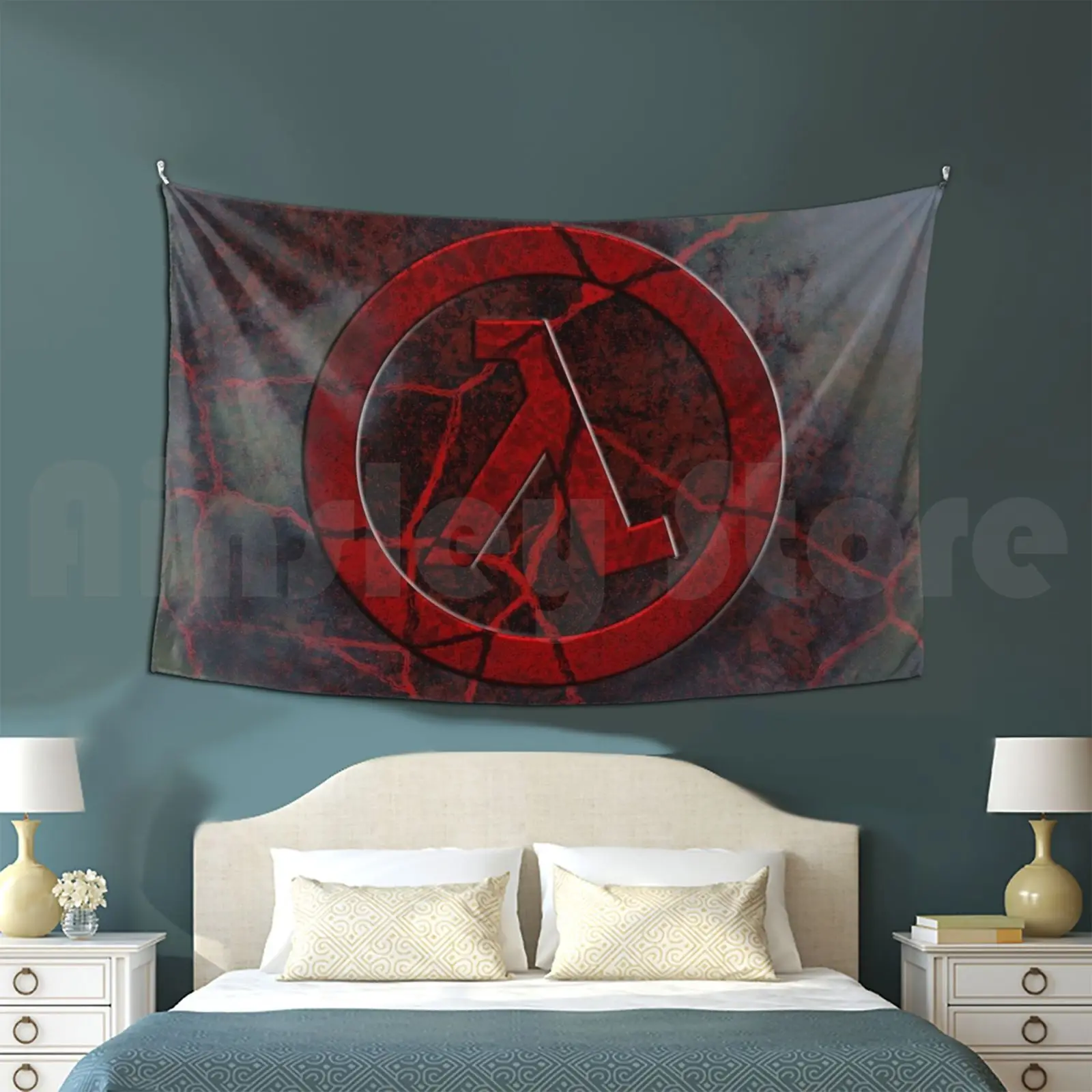 Tapestry Half Life Video Game Shooter Geeks Half Life Red Logo Abstract Play Team