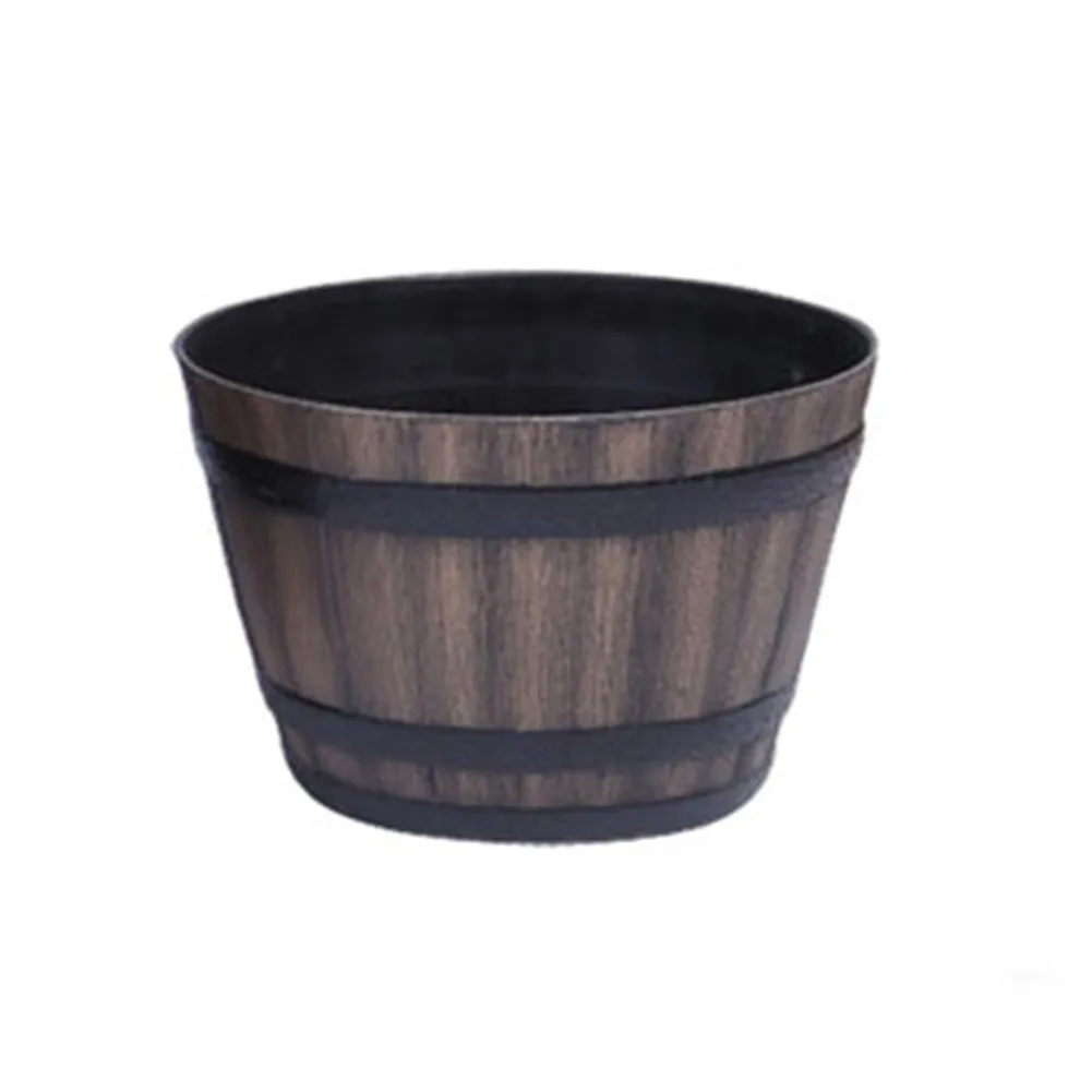 

Resin Whiskey Barrel Flower Pot Round Planter Indoor Outdoor Garden Yard Patio B99