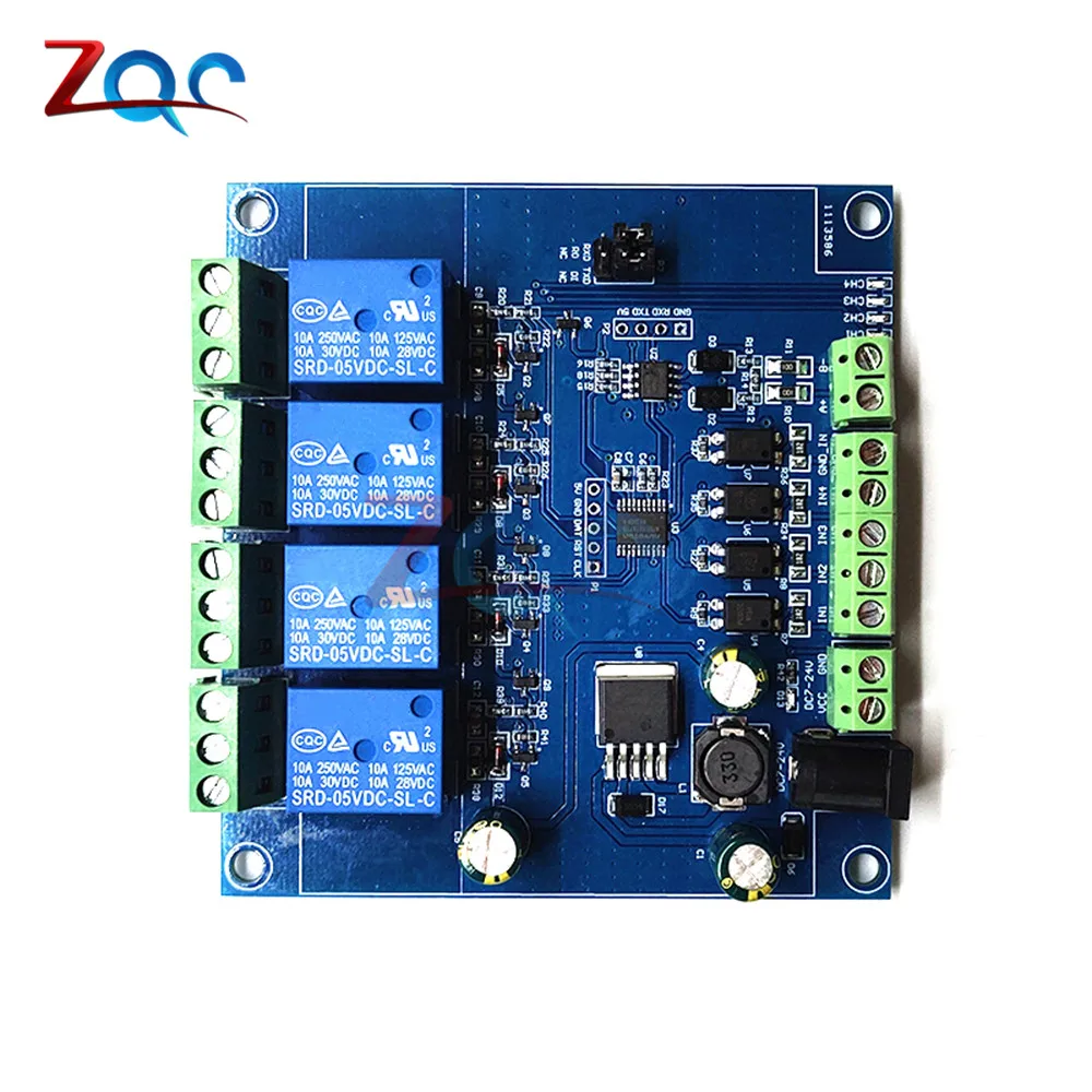 DC 7-24V Modbus-RTU 4 Channel Relay Module RS485 TTL Controller Switch Signal Input Output Anti-reverse Connection for Arduino