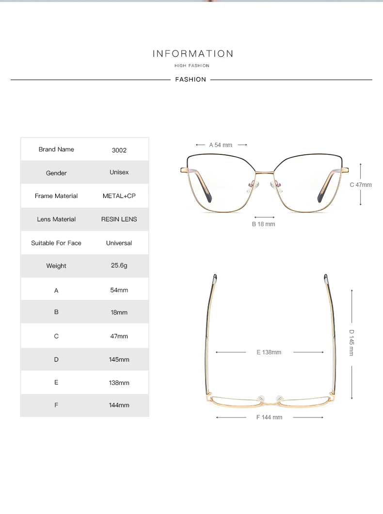 Mode Frauen Katzenauge Vollrand Legierung Brille Rahmen für weibliche verschreibung pflicht ige Brillen optische Brille für Frau – Detail 8