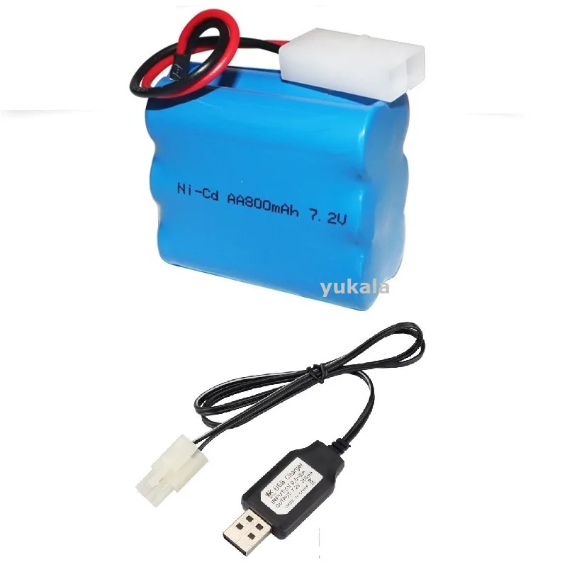 7.2V 800MAh NI-CD AA Pin/Củ Sạc USB Dành Cho RC Xe Tải/Ô Tô/Hengtai HT3826 3827 3832 2873 2874 2879 RC Thuyền/RC Xe Tăng Sơn Mô Hình Chuyên Dụng Tamiya Cắm