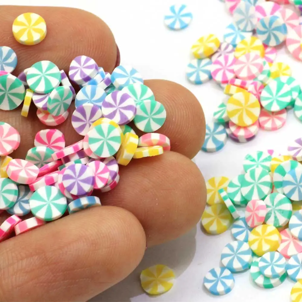 PolymerlkBulk 5MM Colorful Peppermint Christmas Candy Polymer Clay Slices Sprinkles Christmas Sugar Sprinkles For