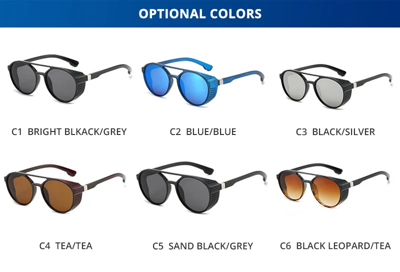 Klassische Steampunk Sonnenbrille Männer Mode Runde Brille Für Männliche Vintage Marke Designer Brillen Shades Outdoor UV400 – Detail 7