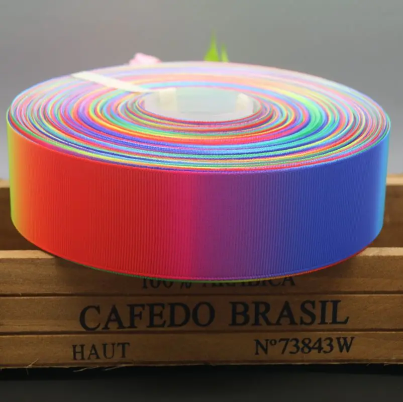 DHK 5 metri colori sfumati arcobaleno 4 dimensioni stampato nastro del grosgrain copricapo fiocco per capelli decorazione del partito fai da te