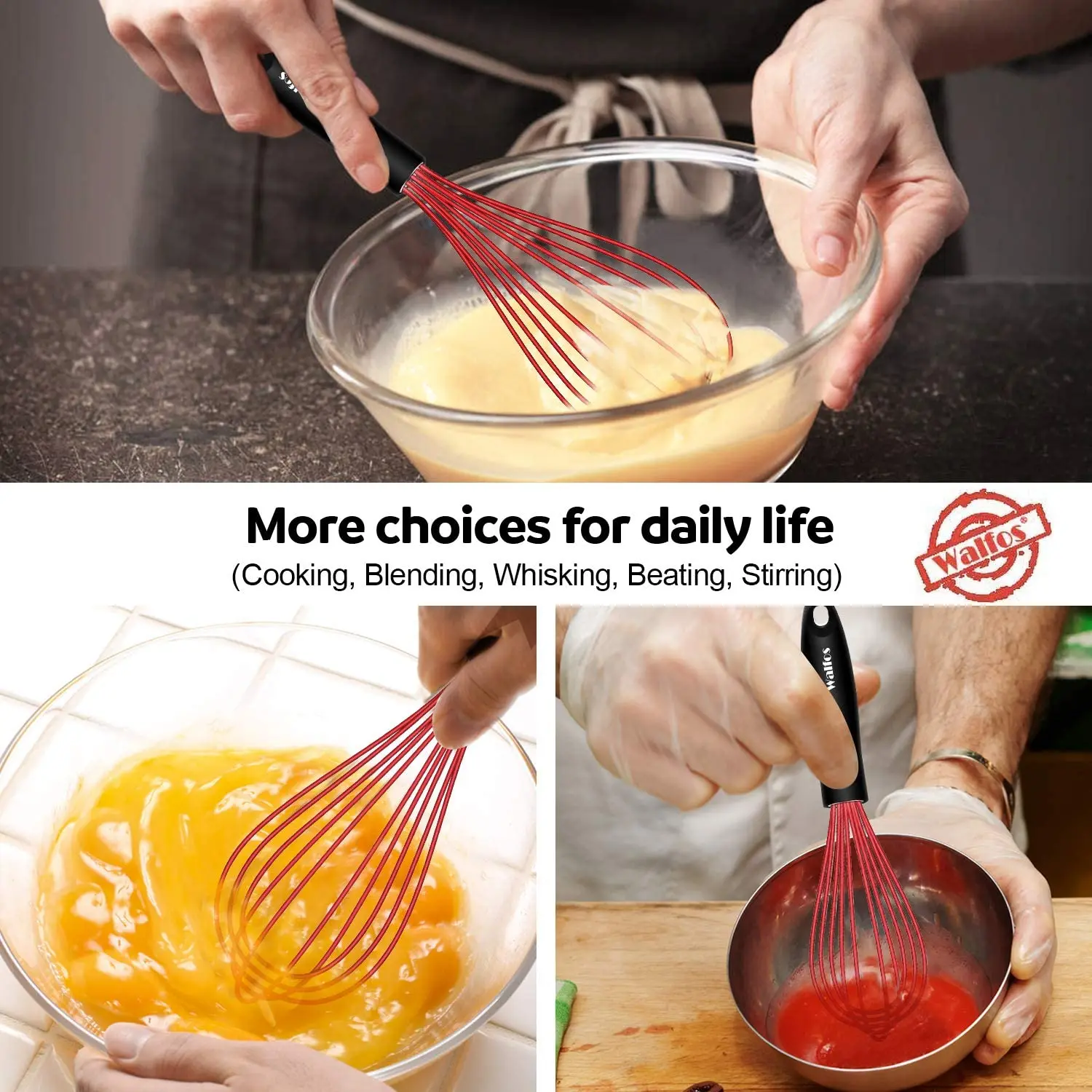 WALFOS Silicone Wire Whisk Manual Egg Beater Blender Milk Cream Butter Beater Kitchen Baking Cooking Utensils Accessiores