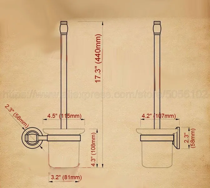 Toilet Brush Holders Gold Color Brass Toilet Brush Holder With Glass Cup Household Products Bathroom Decoration zba312