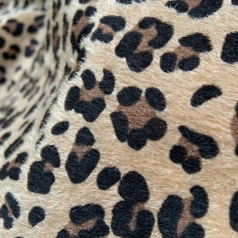 Synthetic Pu Oxford Base Faux Horse Hair Leopard Print Fabric Materials