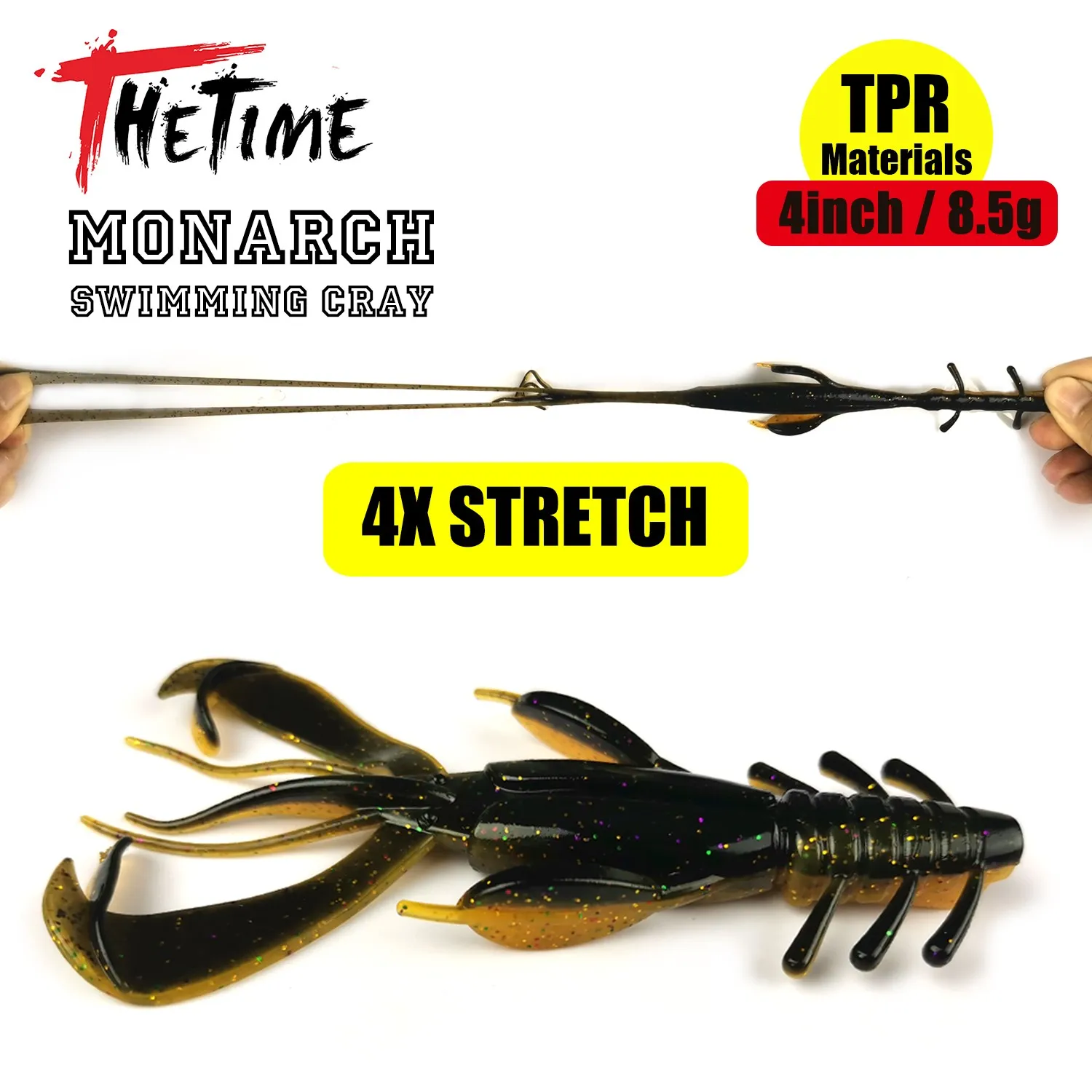 THETIME Monarch Cray Crazy Flapper Soft Bait Soft Swimming Crayfish Silicone Shrimp Flavor Shrimp Bait For Bass Fishing Tackle