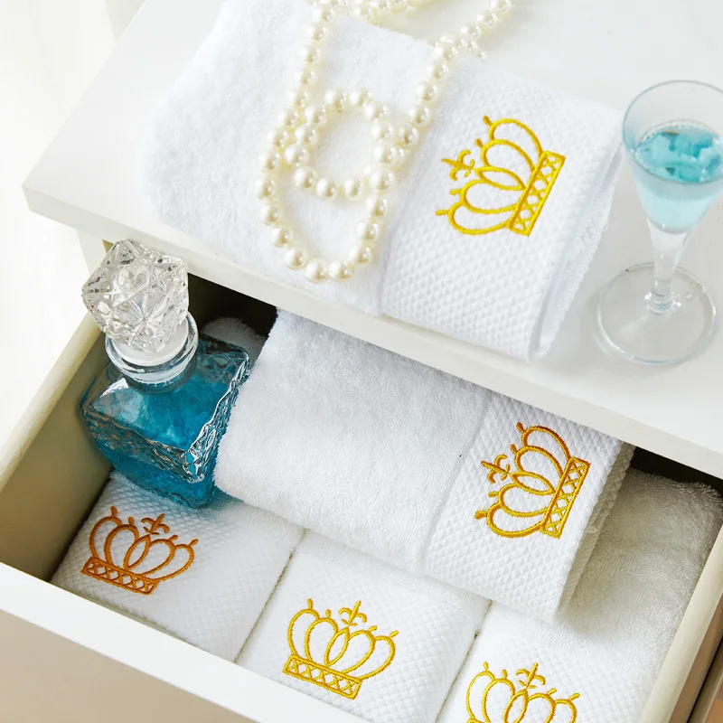 Embroidered Crown White bath towel 5stars Hotel Towels 100% Quality Towel Set Washcloths towels bathroom large Face Towel Bath