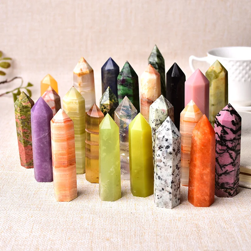 36 Color Natural Stones and Crystal Point Wand Reiki Healing Stone Tower Energy Ore Mineral Polished Crafts Home Decoration