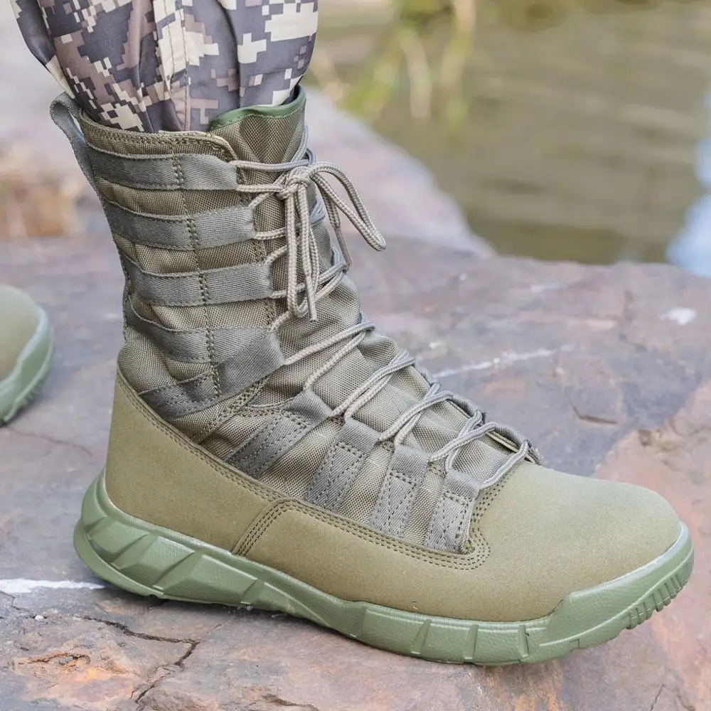 Combat Boot Men Women Climbing Training Lightweight Tactical Boots Outdoor Hiking Breathable Mesh Army Shoes 4.5