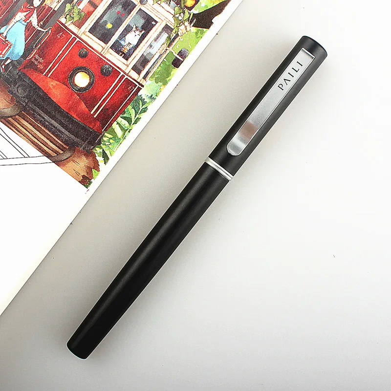 PAILI 5002 Black Fountain Pen Matte Black Extra Fine 0.38mm Ink Pen Spare Pen Nibs Option School Office Supplies