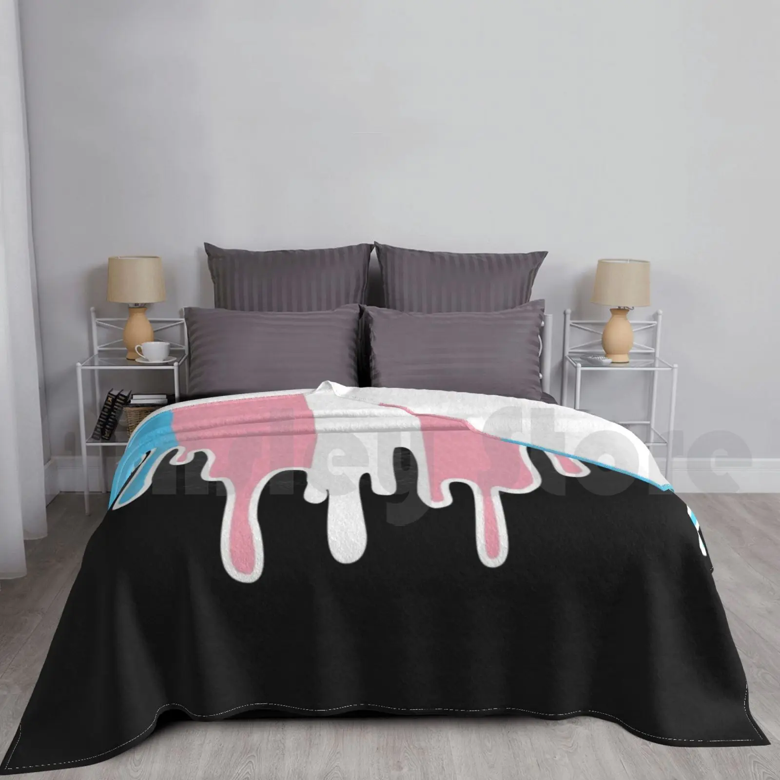 Trans Pride Flag Drip Blanket Super Soft Warm Light Thin Trans Drip Drip Trans Gender Drip Trans Pride