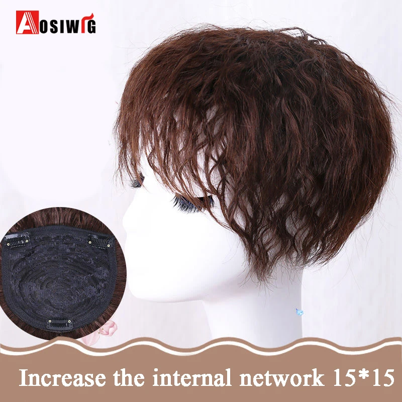 Aosiwig Synthetic Hair Natural Replacement Hairpiece Fake Women Kinky Curly Corn Beard Hair Replacement Clip In Hair Extension
