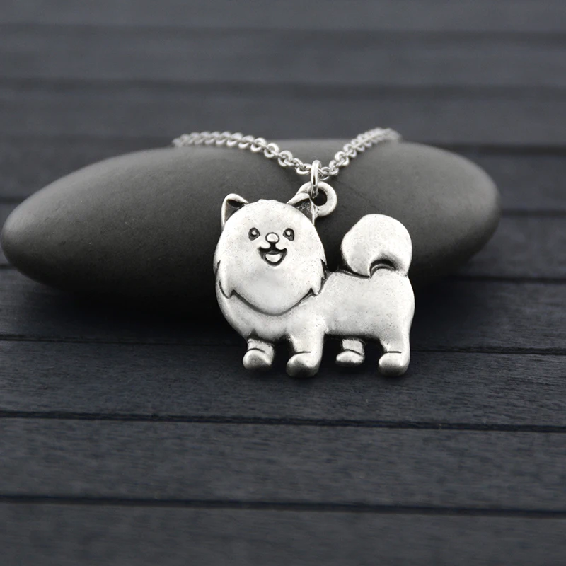 Cute Cartoon Pomeranian & German Spitz Dog Charm Pendant & Necklaces Boho Long Chain Animal Necklaces For Women Fashion Jewelry