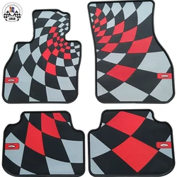 High Quality Rubber material Floor Mat  Red Checkered JCW Style Clubman Mini Cooper Cooper F56 F54 F55 F57 (4PCS/SET)