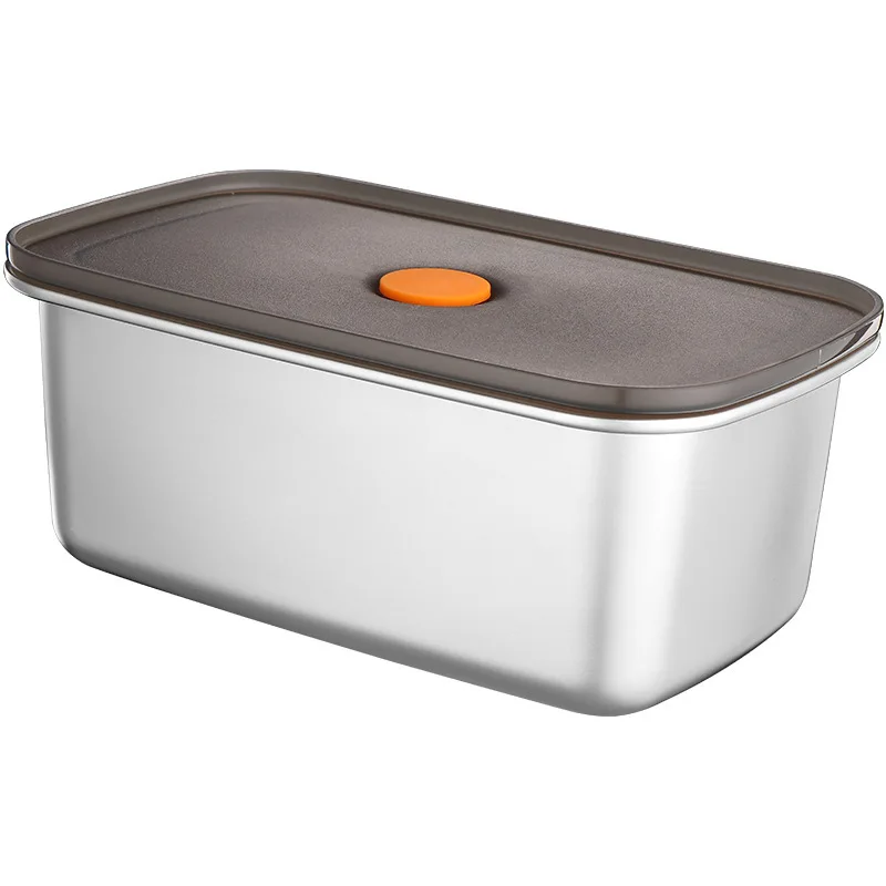 

304 stainless steel refrigerator crisper preservation box seal lunch box kitchen food freezing receive a case refrigerating box