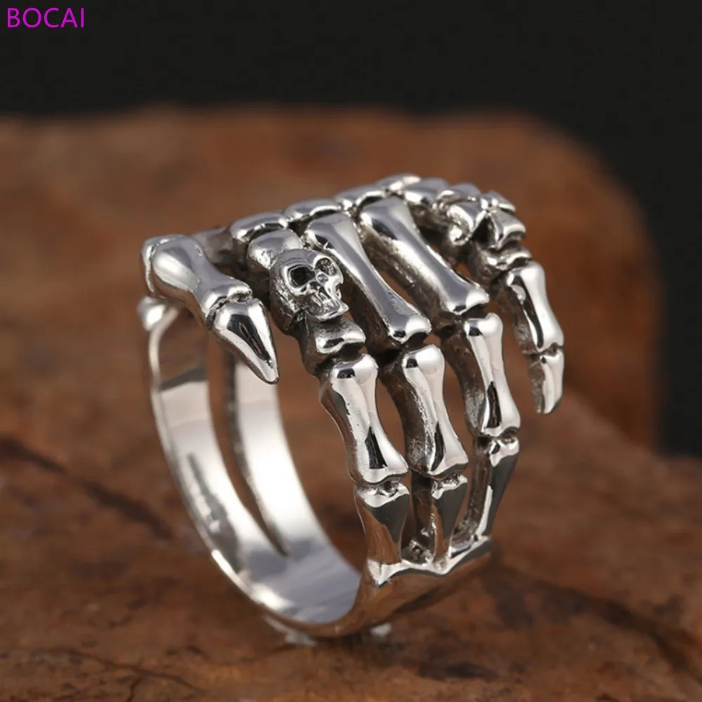 S925 Sterling Silver Charm Rings for Men New Fashion Retro Skull-Shaped Claw Ghost Pure Argentum Popular Jewelry Wholesale