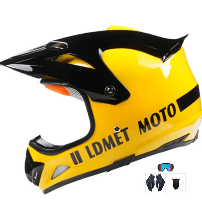 Motorcycle Helmet Casco Moto Retro Motorbike Light Weight Motocross Face With Three Gift Matte Black L Yellow