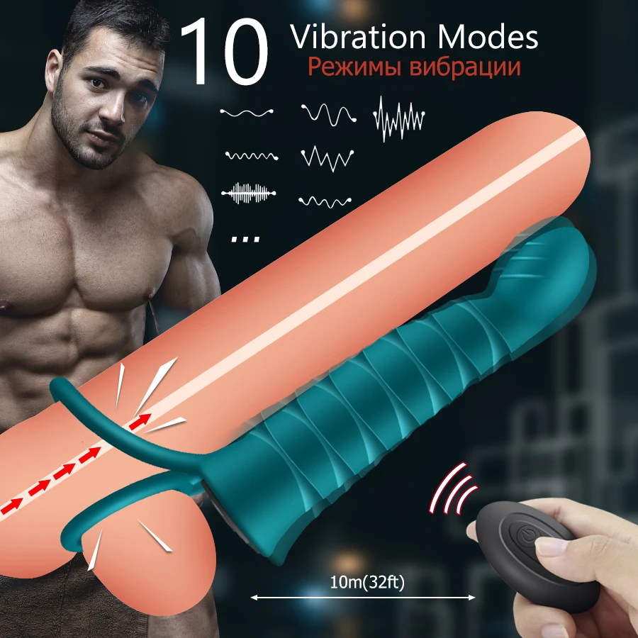 Double Penetration Dildo Vibrator for Men Wireless Control Strap On Penis Anal Plug G Spot Massager Adult Sex Toys for Couples