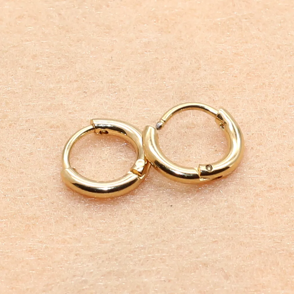 Gold-color Plated Super Small 6mm Hoop Earrings 316 L Stainless Steel No Easy Fade Allergy Free