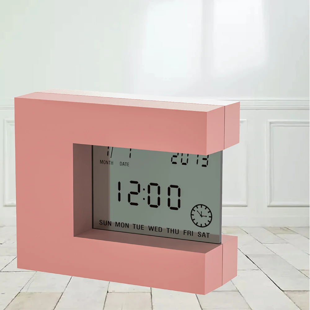 Digitale Kalender Wekker Met Indoor Thermometer & Countdown Timer Elektronische Vierkante Nachtkastje Horloge Modern Design