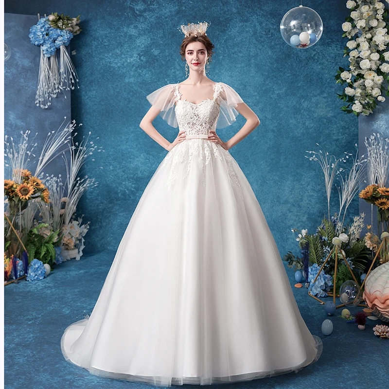 C1081 enagua gratis con vestido de novia, manga corta, vestido de baile, vestido de novia