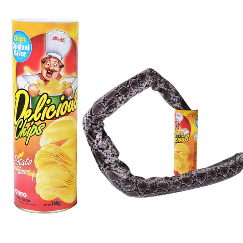 The Potato Chip Snake Can Jump Stage Magic Tricks Spring Snake Toy April Fool Day Halloween Party Jokes in A Can Gag Gift Prank