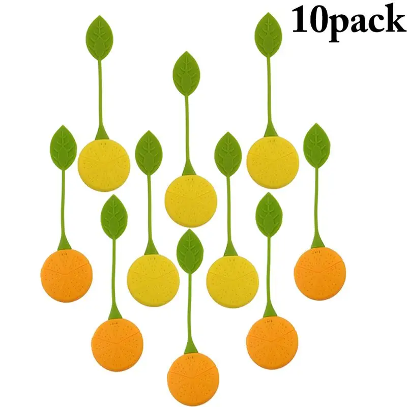 10PCS Lovely Lemon Shape Tea Infuser Reuseable Food Grade Silicone Tea Leaf Bag Holder Tea Coffee Punch Filter Fruit Tea Infuser