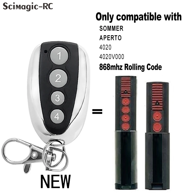 

SOMMER APERTO 4020 Garage Door Remote Control 868.35mhz Rolling Code Door Opener Command Keychain