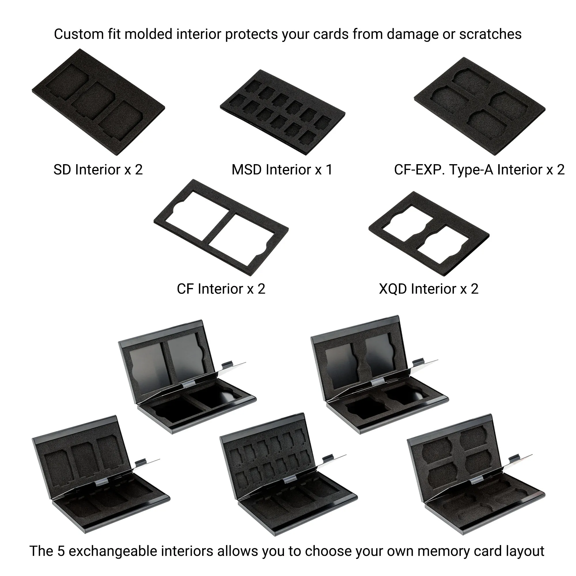 حافظة بطاقات الذاكرة منظم حامل المحفظة لـ SD SDXC SDHC / CF / XQD / CFexpress Type-A / Micro SD TF + 5 داخلية قابلة للتبديل #2