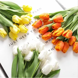 10pcs Artificial Tulip Real Touch Flower for Wedding Home Decor Centerpiece Bouquet Fake Tulips flower Decoration