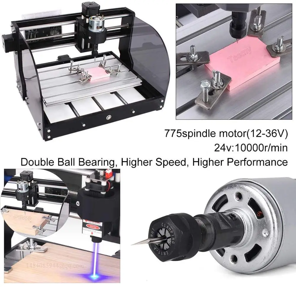 Fresadora PCB de 3 ejes, máquina de grabado láser CNC 3018 Pro Max, enrutador de madera láser, Control GRBL, máquina CNC para Metal