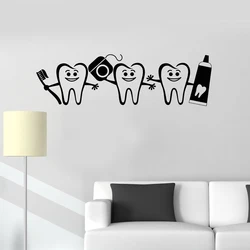 WJWY Healthy Teeth Bathroom Decor Dental Care Wall Sticker Dentist Sign Door Window Decals Nursery Kids Room Wall Decal