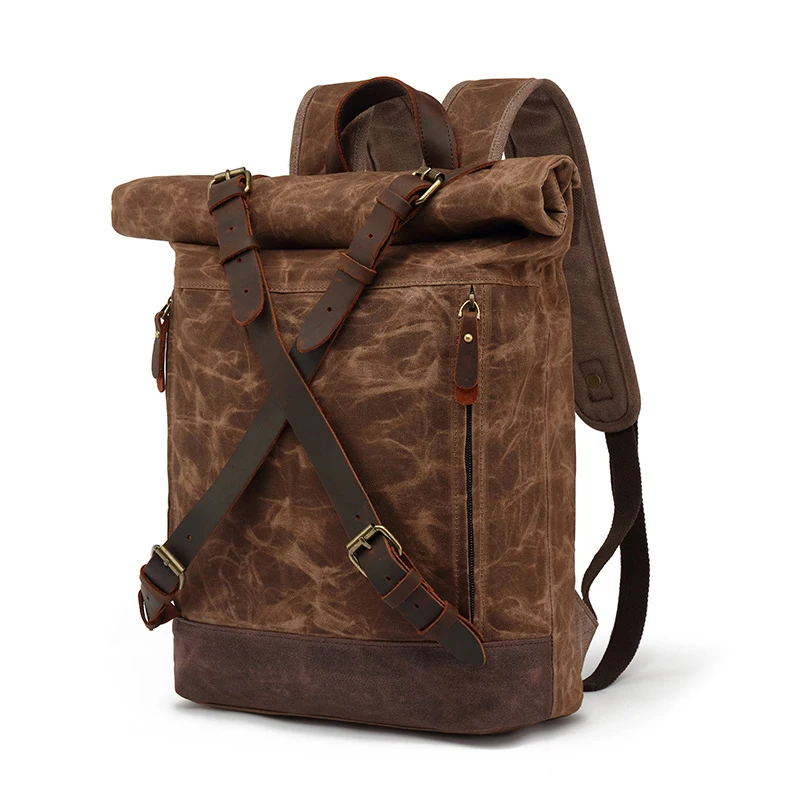 Luxury Vintage Canvas Backpacks for Men Oil Wax Canvas Rucksacks Travel bag Backpack Large Waterproof Daypacks Retro Bagpack