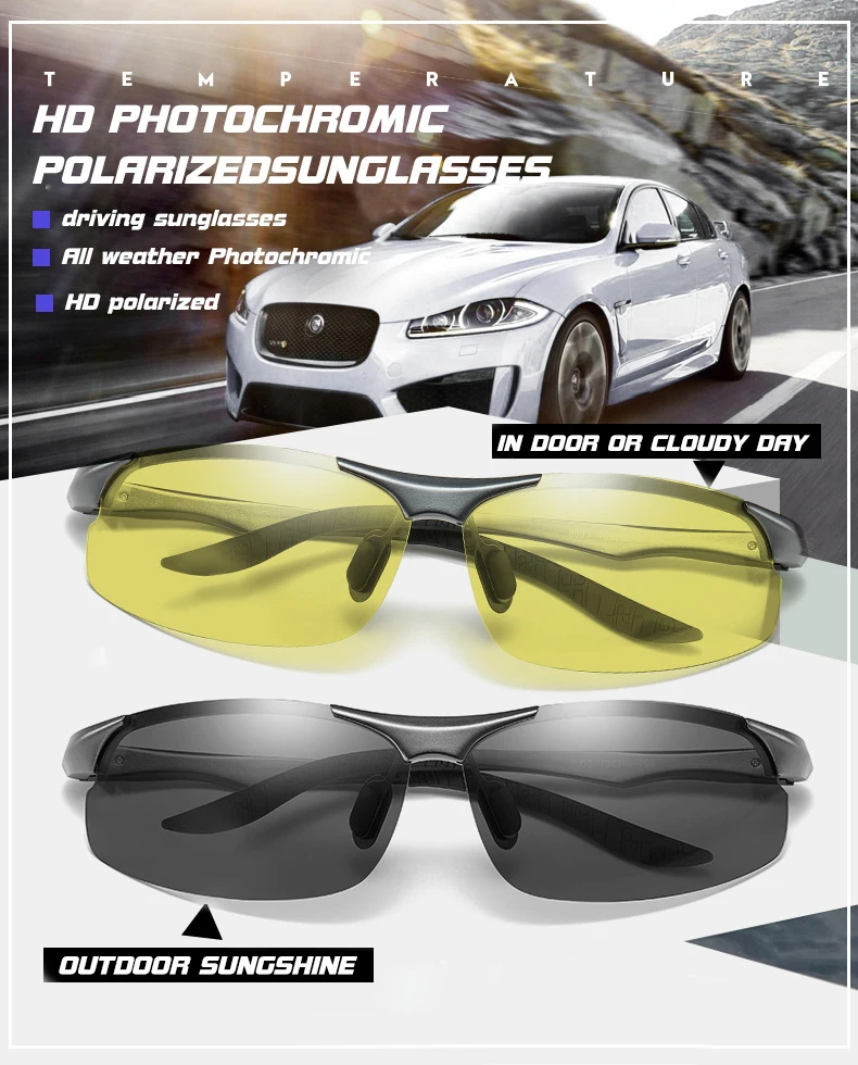 Aluminium Magnesium Photochrome Polarisierte Sonnenbrille Männer Fahren Gläser Tag Nacht Vision Fahrer Brille Oculos De Sol Masculino – Detail 3