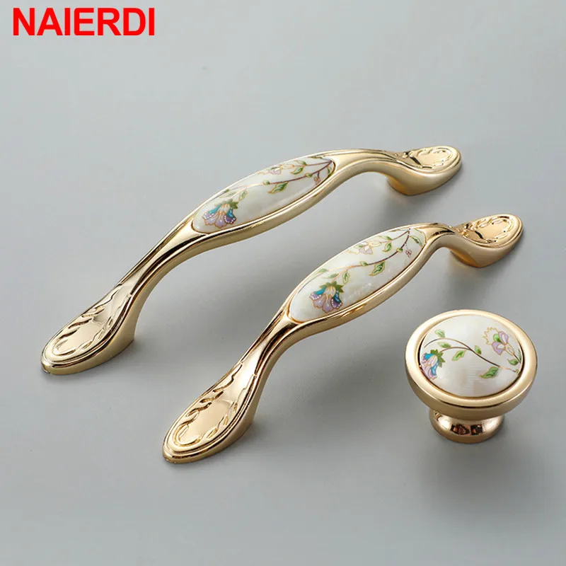 NAIERDI 10PCS Antique Ceramic Cabinet Handles Chinese Vintage Drawer Knobs Wardrobe Door Handles European Furniture Handle