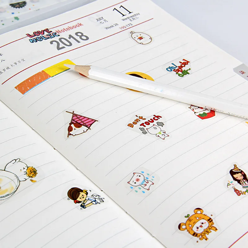 6sheets/bag Cute Stickers Journal Kawaii Scrapbooking Planner Diary Sticker Set Retro Stationery