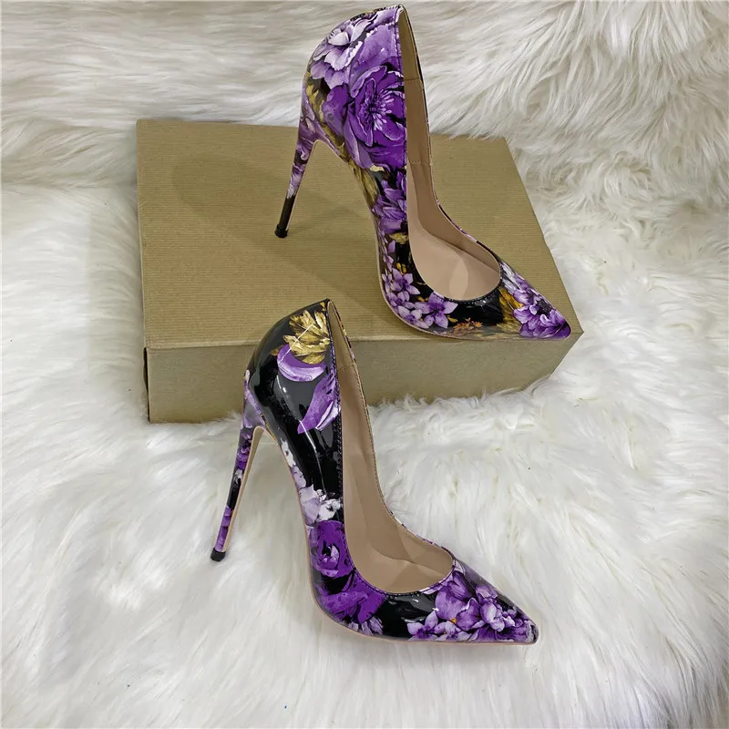 NoEnName_Null-Superfine heel 8cm 10cm 12cm Women's pointed Saros, purple,  high heels, 12cm high heels, formal shoes44.45