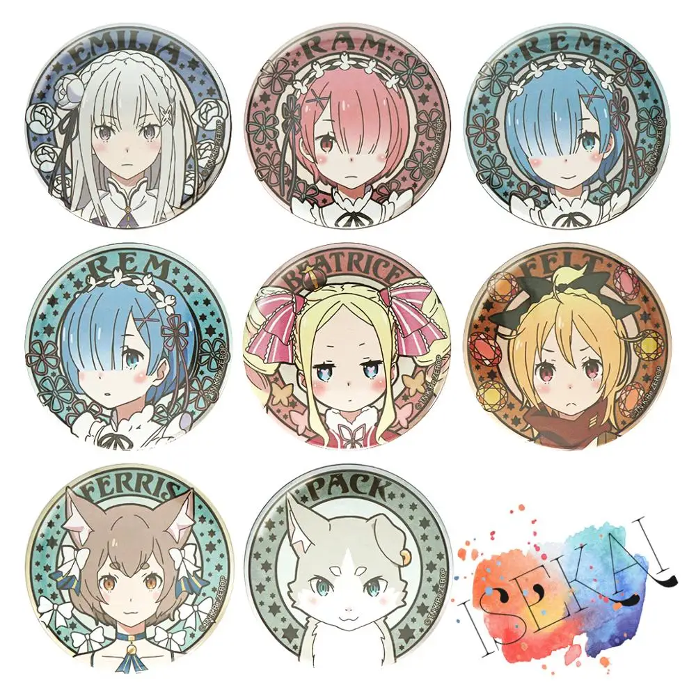 Металлическая брошь-значок Rezero значок аниме Rem Ram Emilia Felix Felt Feruto Relife