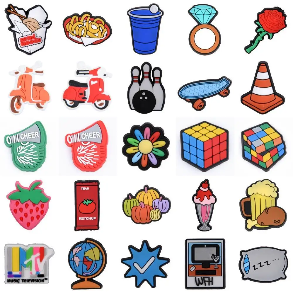 Hot Sale 1 Pcs PVC Shoe Charms Colorful Rubik's Cube Shoes Decorations Motorcycle Sandals Accessories Spiritual Charms