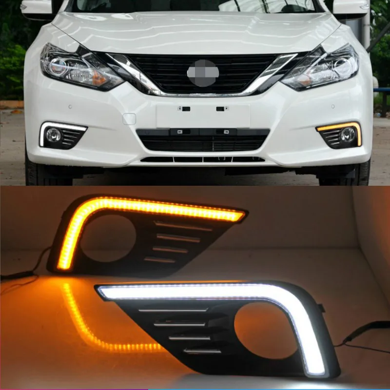 For Nissan Altima Teana 2017 2018 LED Daytime Running Light Waterproof Car 12V LED DRL fog Lamp with Turn Signal style Relay