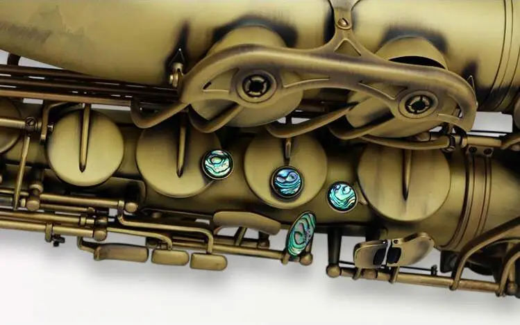 Professional Bb Tune Brass Tenor Saxophone Matte Antique Copper Abalone Music Instrument Shell Button Sax With Mouthpiece Case