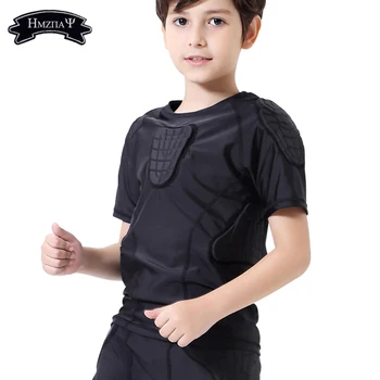 Children Impact Compression Padded Shirts Soccer Basketball Skateboarding Chest Protective Gear Padded Shirt Youth Boys Padded