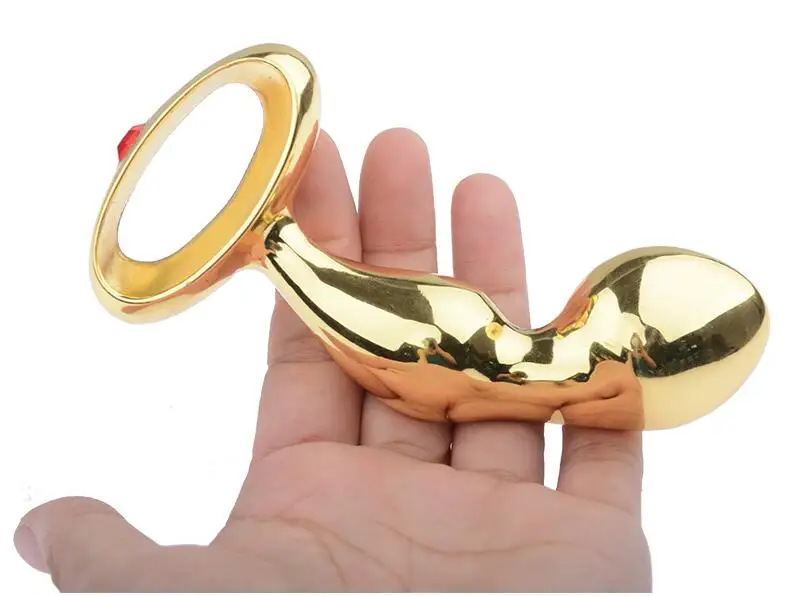 

Attractive Hand Held Type Metal Stainless Steel Anal Plug With Hand Hold Butt Anus Booty Beads Adult BDSM Sex Toy Gold Silver 91