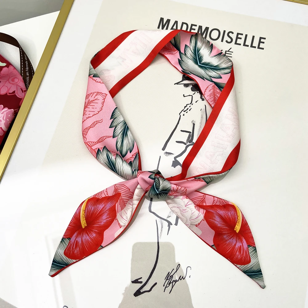 موضة FlowerBrandSilk وشاح تصميم المرأة وشاح للسيدات إكسسوارات الشعر فولارد الشعر وحقيبة الأوشحة Headbands ربطات القوس فيونكة الإناث