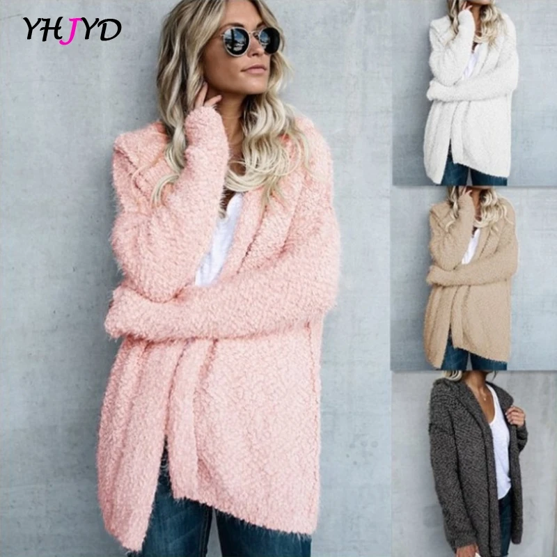 Faux Fur Coat Women 2022 Autumn Winter Warm Soft Long Fur Jacket Outwear Plush Overcoat Pocket Buttonless Cardigan with hood