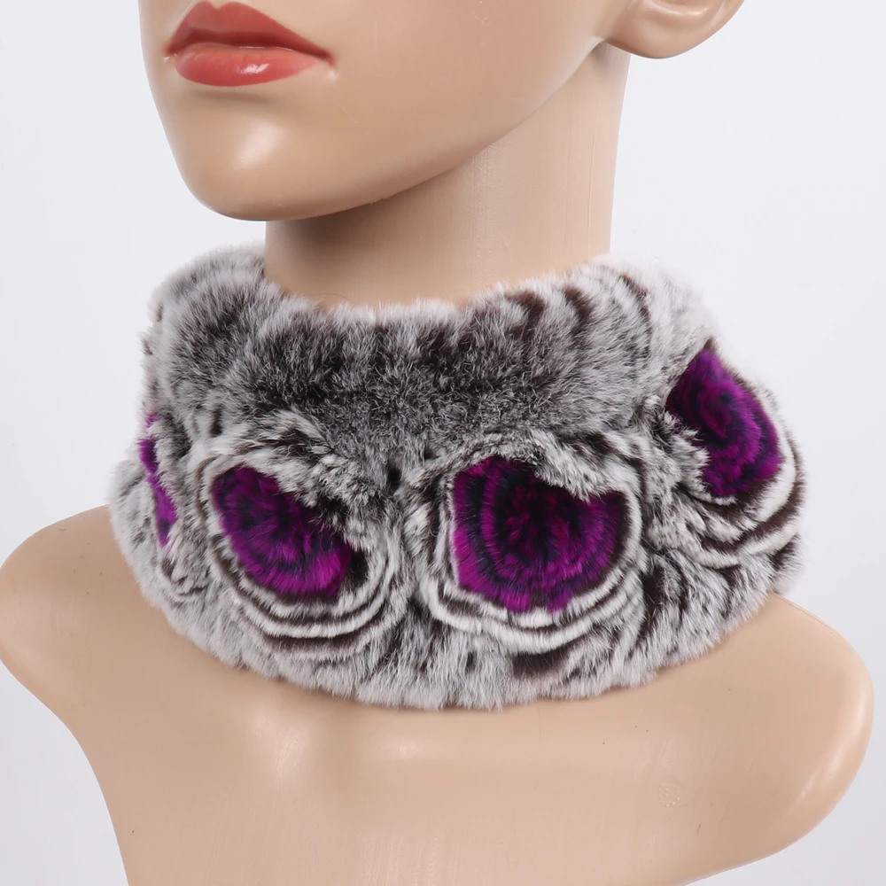 Damen Elastischer Blumen-Schal aus echtem Rex-Kaninchenfell, Natürlich Warmer Rex-Kaninchenfell-Stirnband, Damen Winter Echt-Rex-Kaninchenfell-Schals – Detail 18