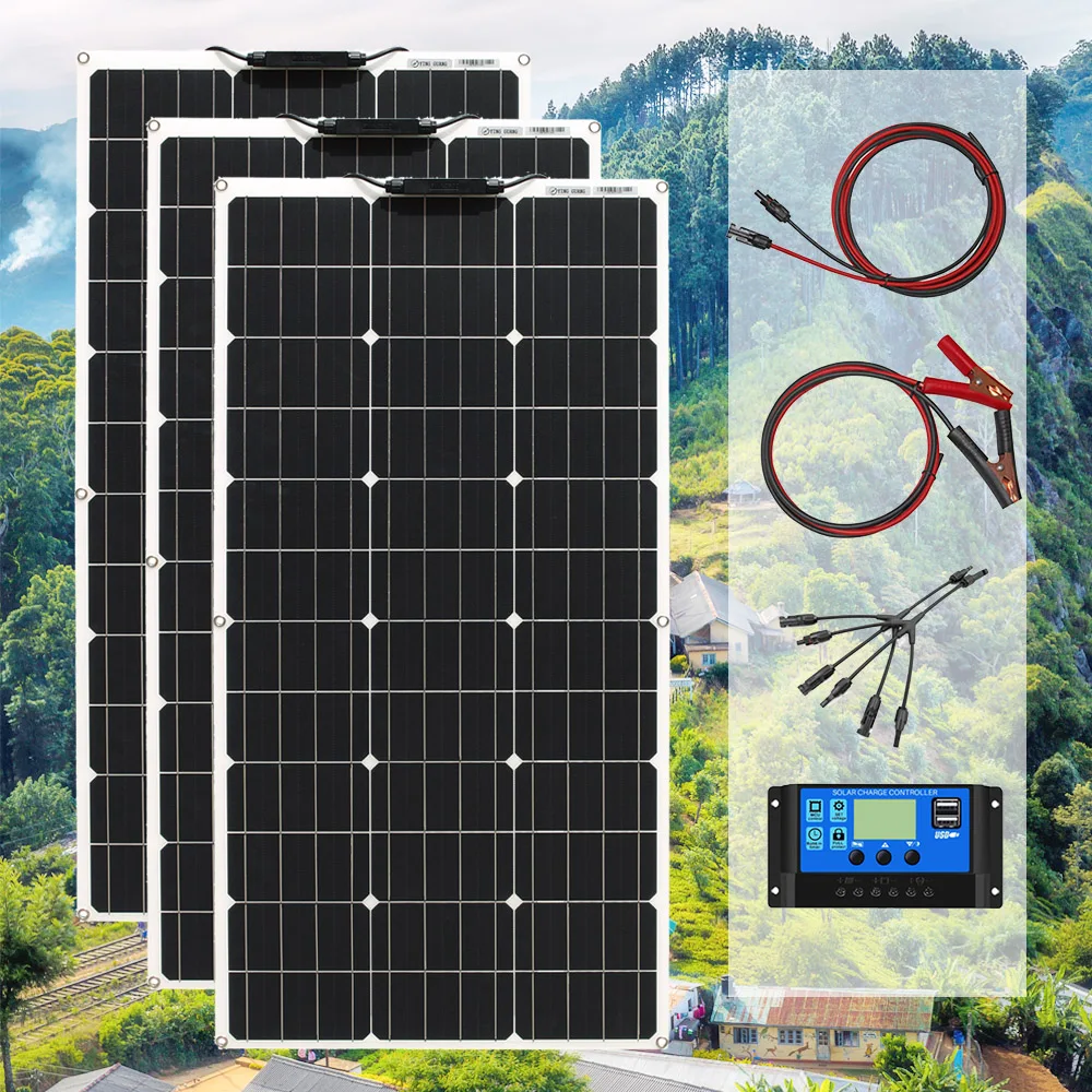 DGSUNLIGHT 100 Watt Solarpanel 200w 300w Kit Panneau Solaire Flexibel für 12V 24V Batterie Auto RV Home Outdoor Power Charging